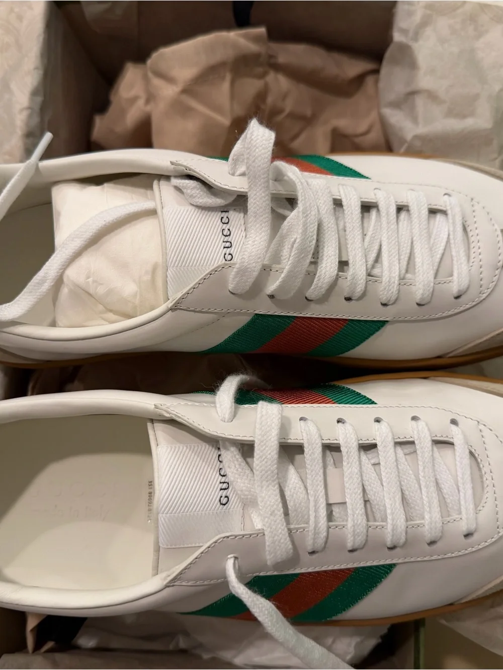 Gucci Embossed Green and Beige Shoe Box